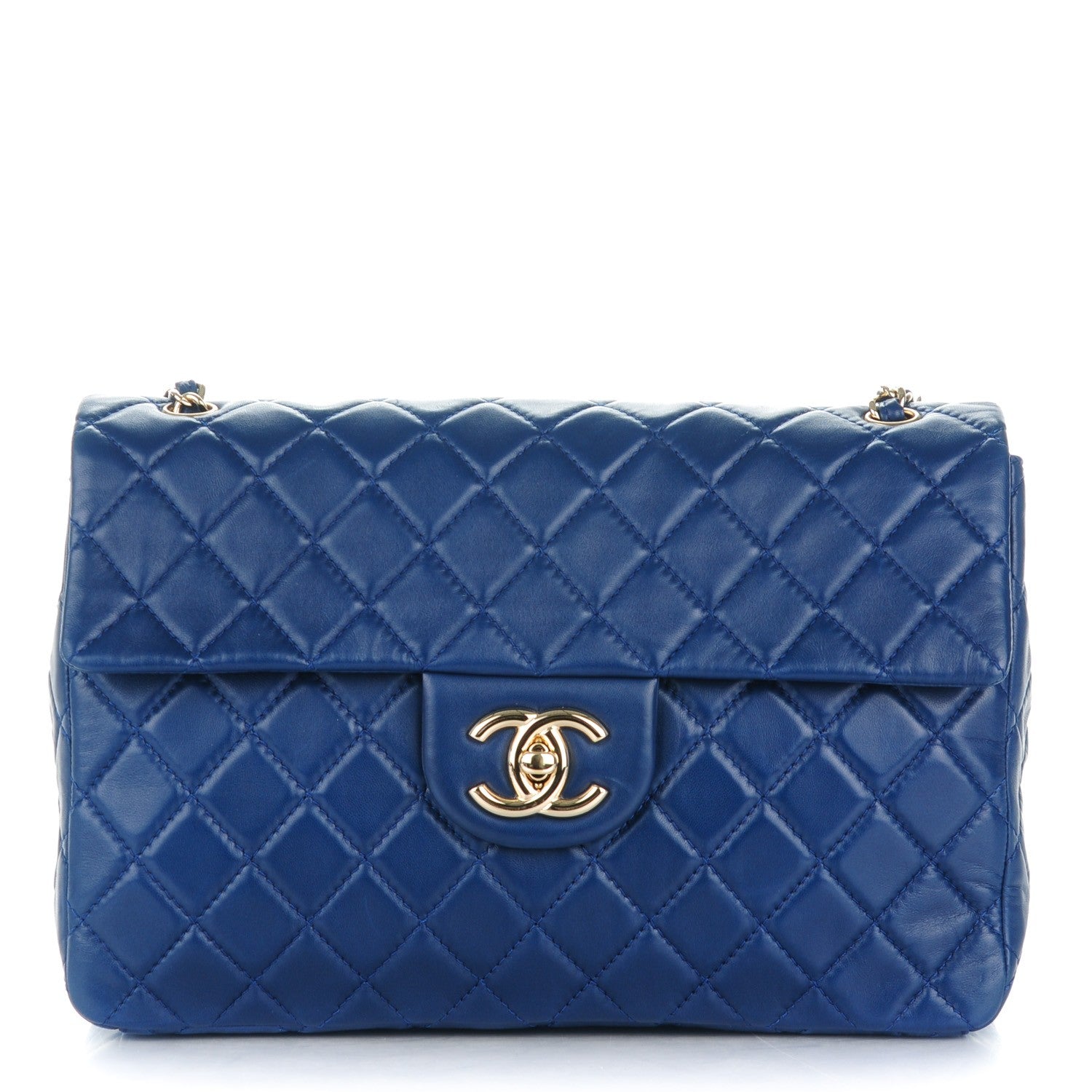 Chanel Lambskin Quilted Maxi Single Flap Dark Blue 1 of 8