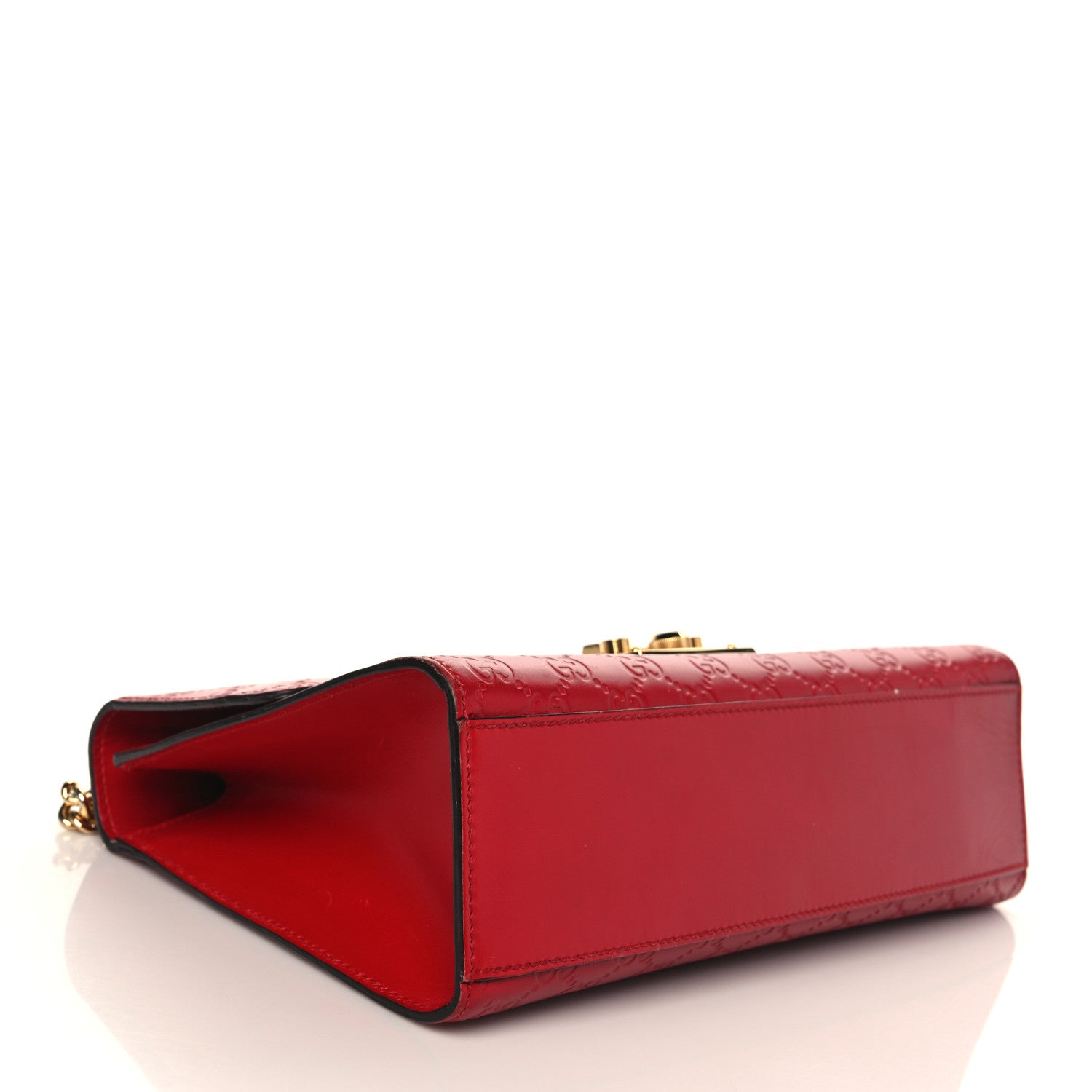 Gucci Guccissima Medium Padlock Shoulder Bag Hibiscus Red 4 of 10