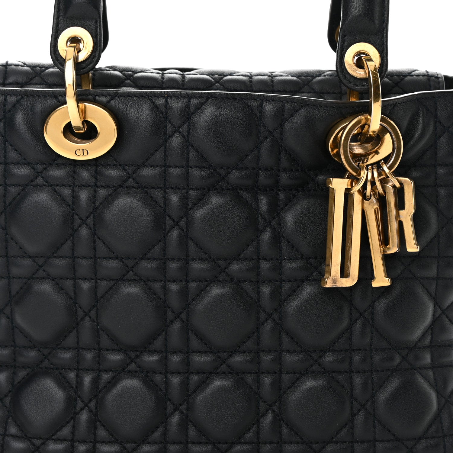 Christian Dior Lambskin Cannage Medium Lady Dior Navy Blue 8 of 12