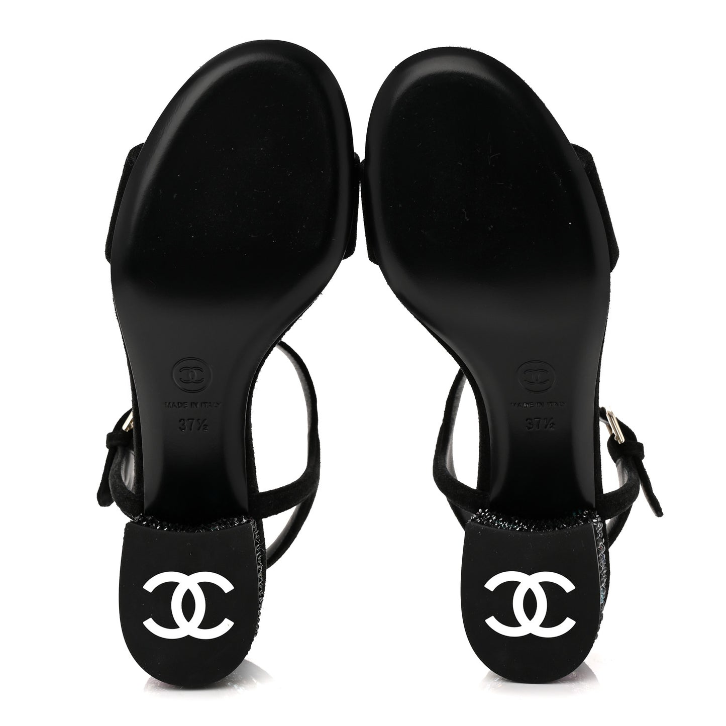 Suede Strass Ankle Strap Sandals 37.5 Black Multicolor