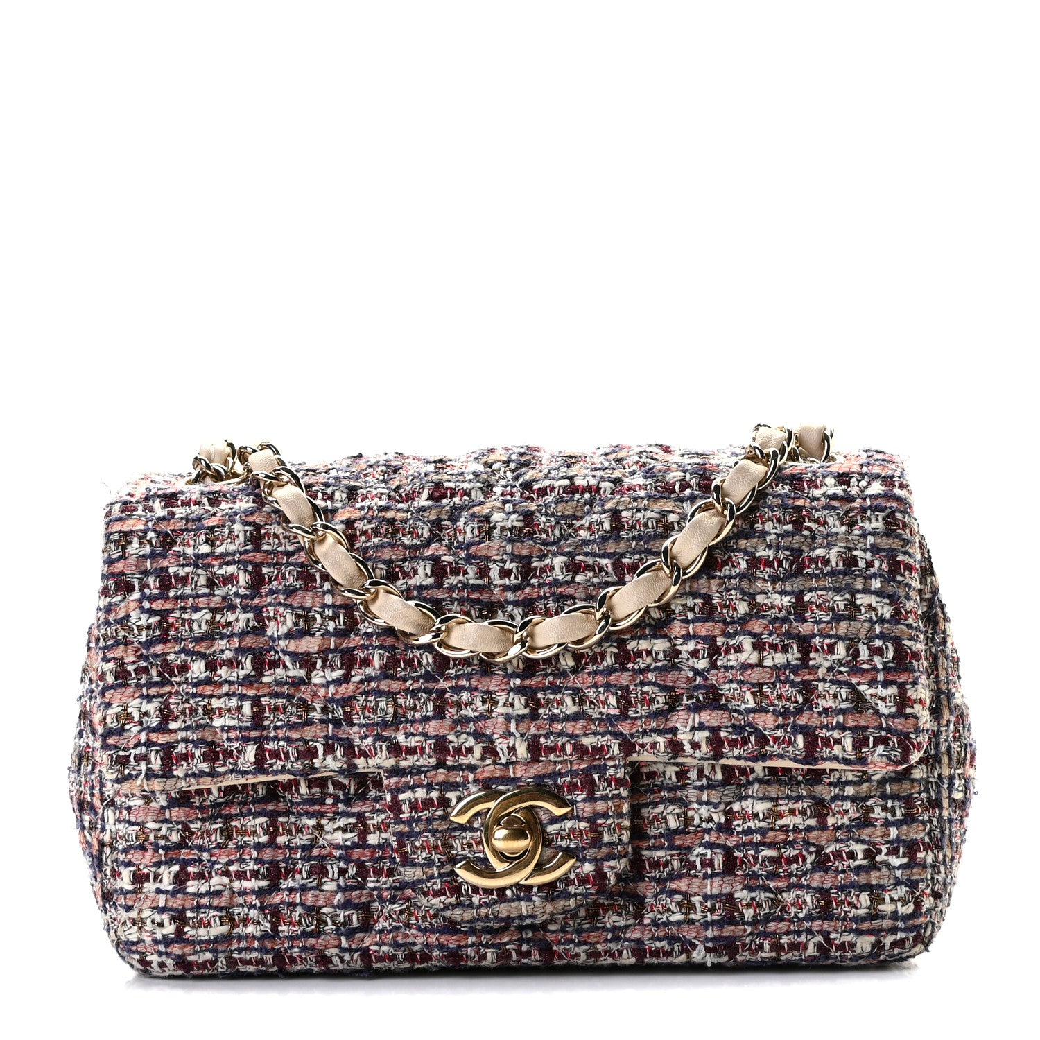 Chanel Tweed Quilted Mini Rectangular Flap Pink 1 of 7