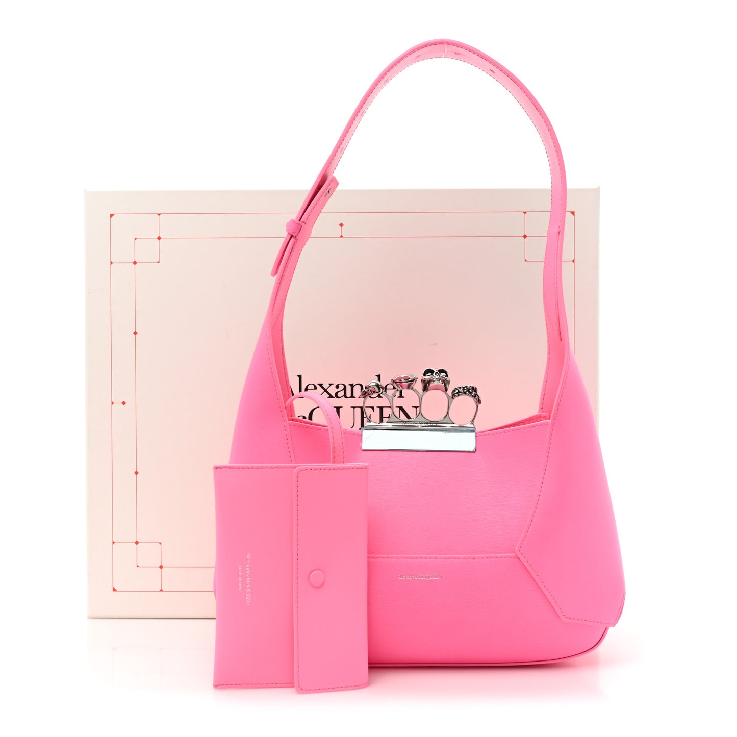 Smooth Calfskin Jeweled Hobo Bag Fluo Pink