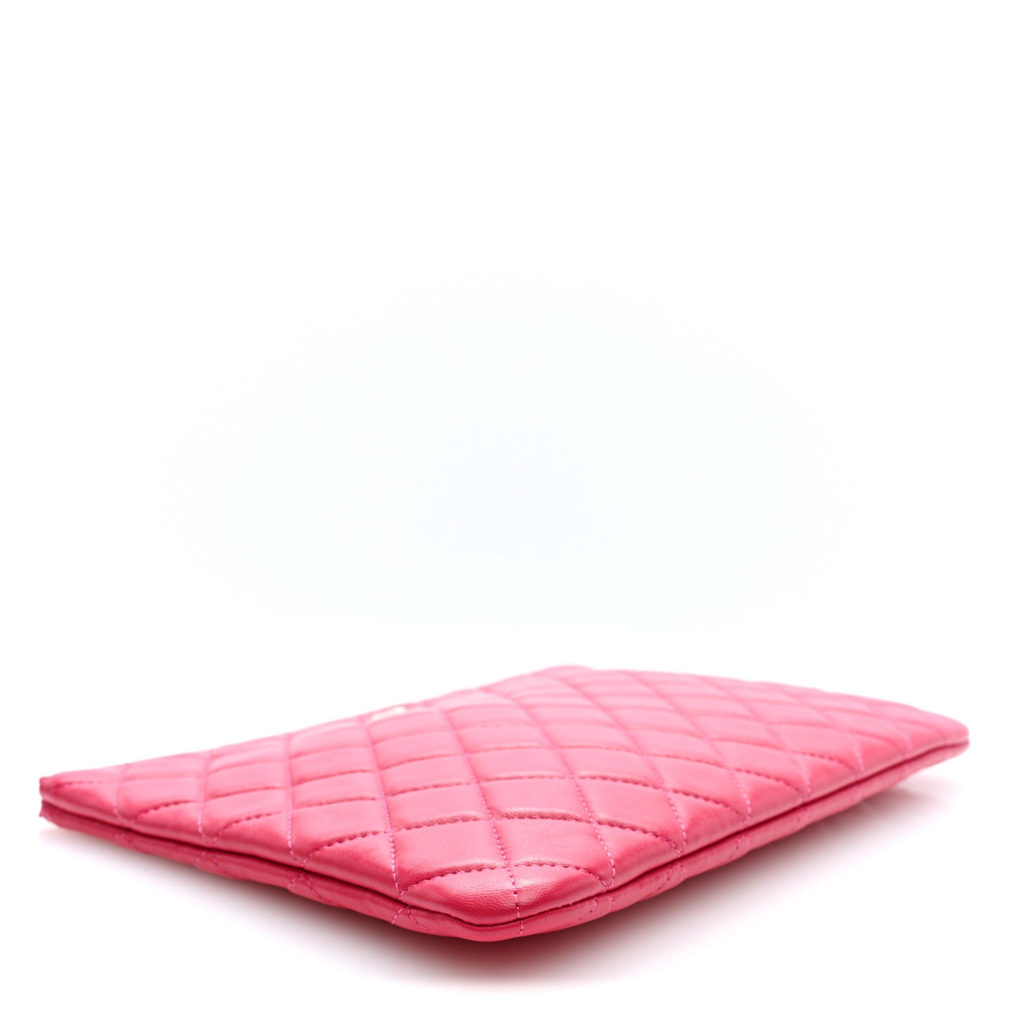 Lambskin Quilted Medium Cosmetic Case Fuchsia