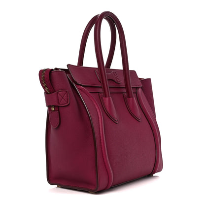 Celine Drummed Calfskin Micro Luggage Plum 3 of 12
