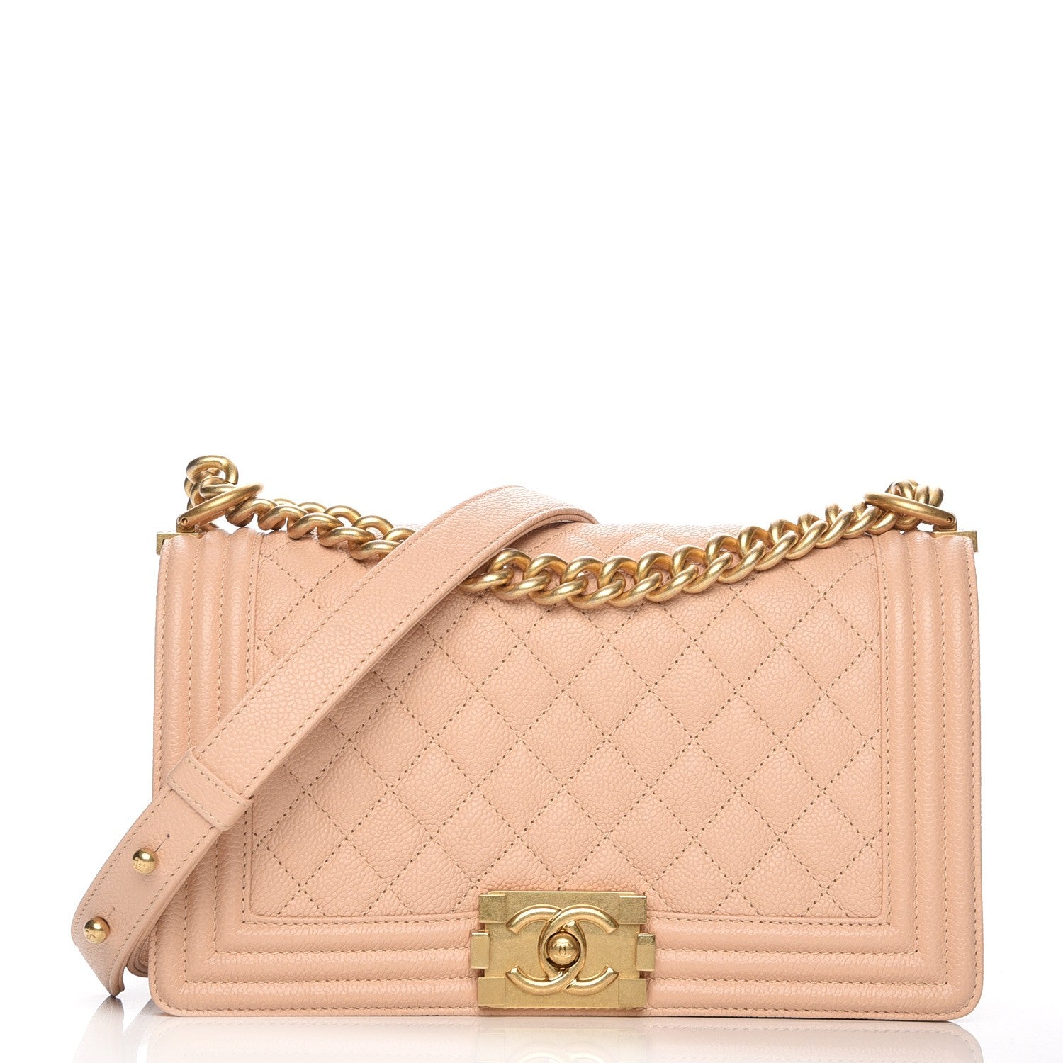 Chanel Caviar Quilted Medium Boy Flap Light Beige 1 of 8