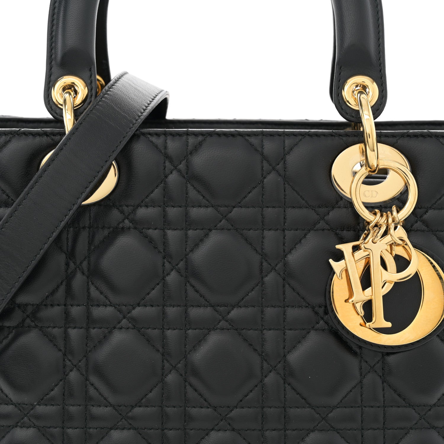 Christian Dior Lambskin Cannage Medium Lady Dior Black 8 of 10