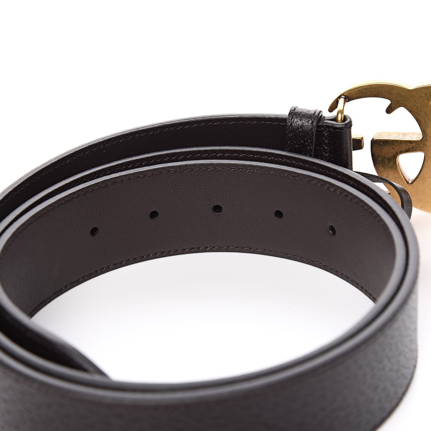 Gucci Textured Dollar Calfskin Double G 40mm Belt 105 42 Dark Cocoa 4 of 6
