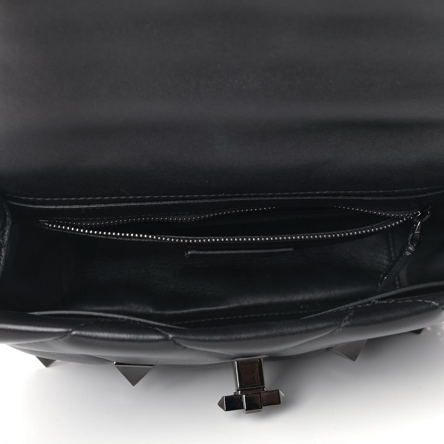 Nappa Monochrome Medium Roman Stud Shoulder Bag Black
