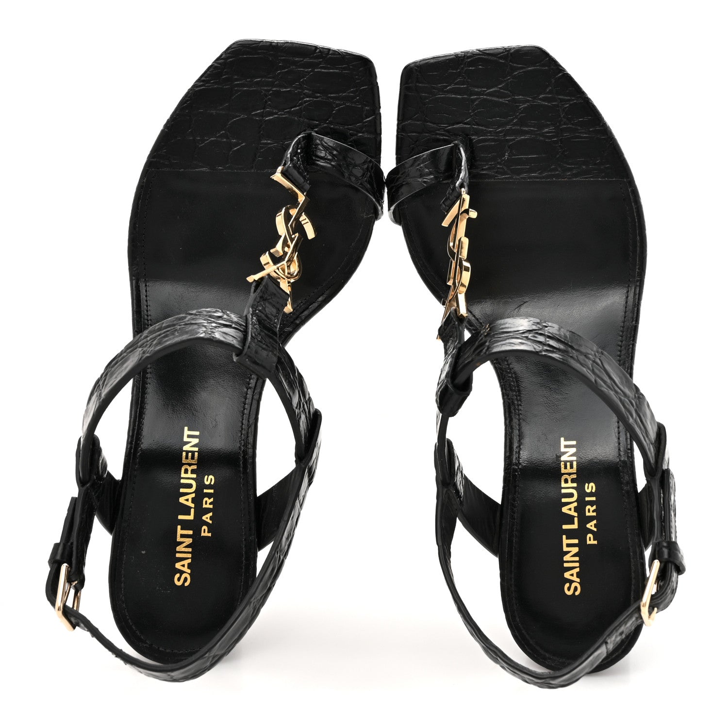 Saint Laurent Calfskin Fake Cocco Cassandra 75 Sandals 36 Black 2 of 10