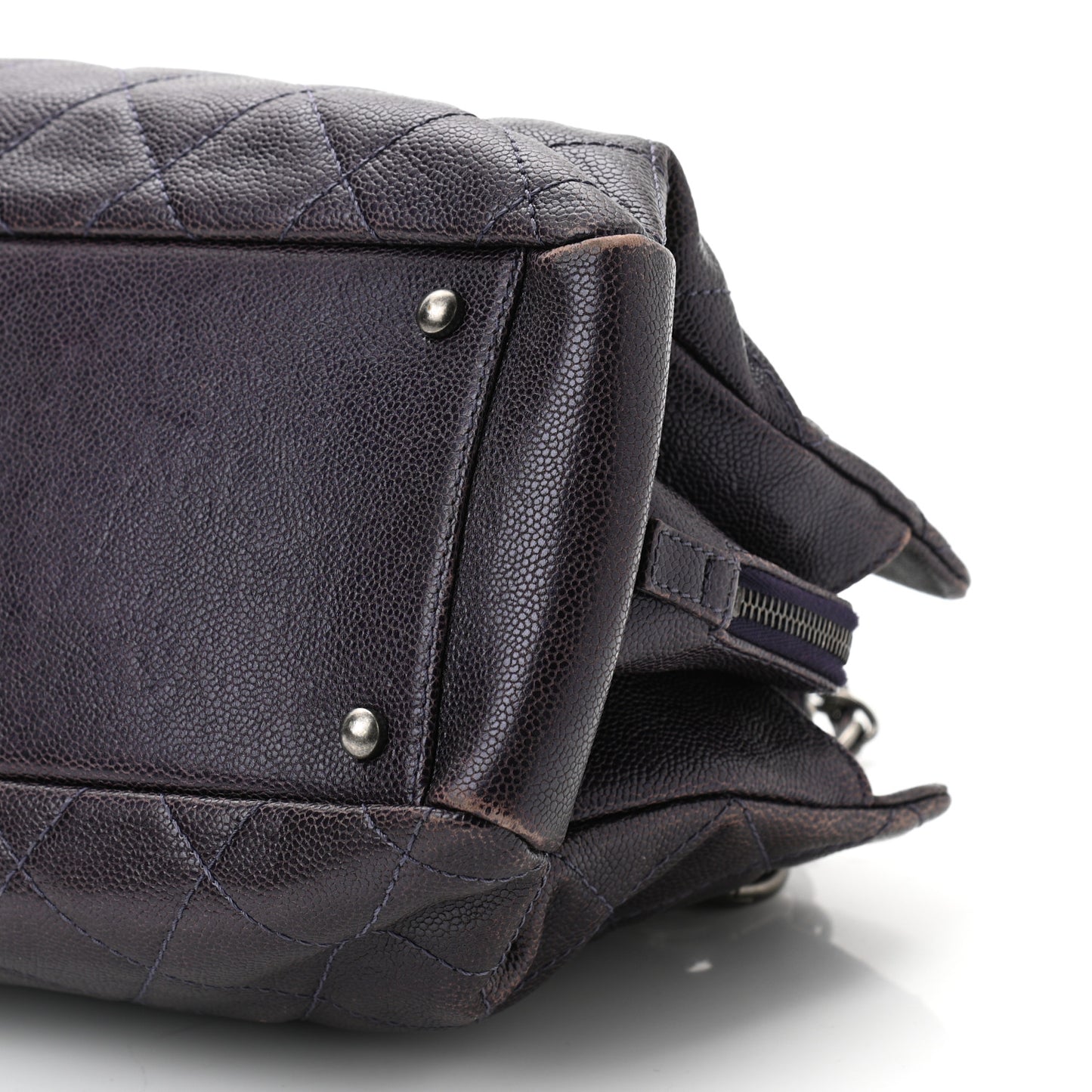 Iridescent Caviar Quilted Chic Shopping Tote Purple