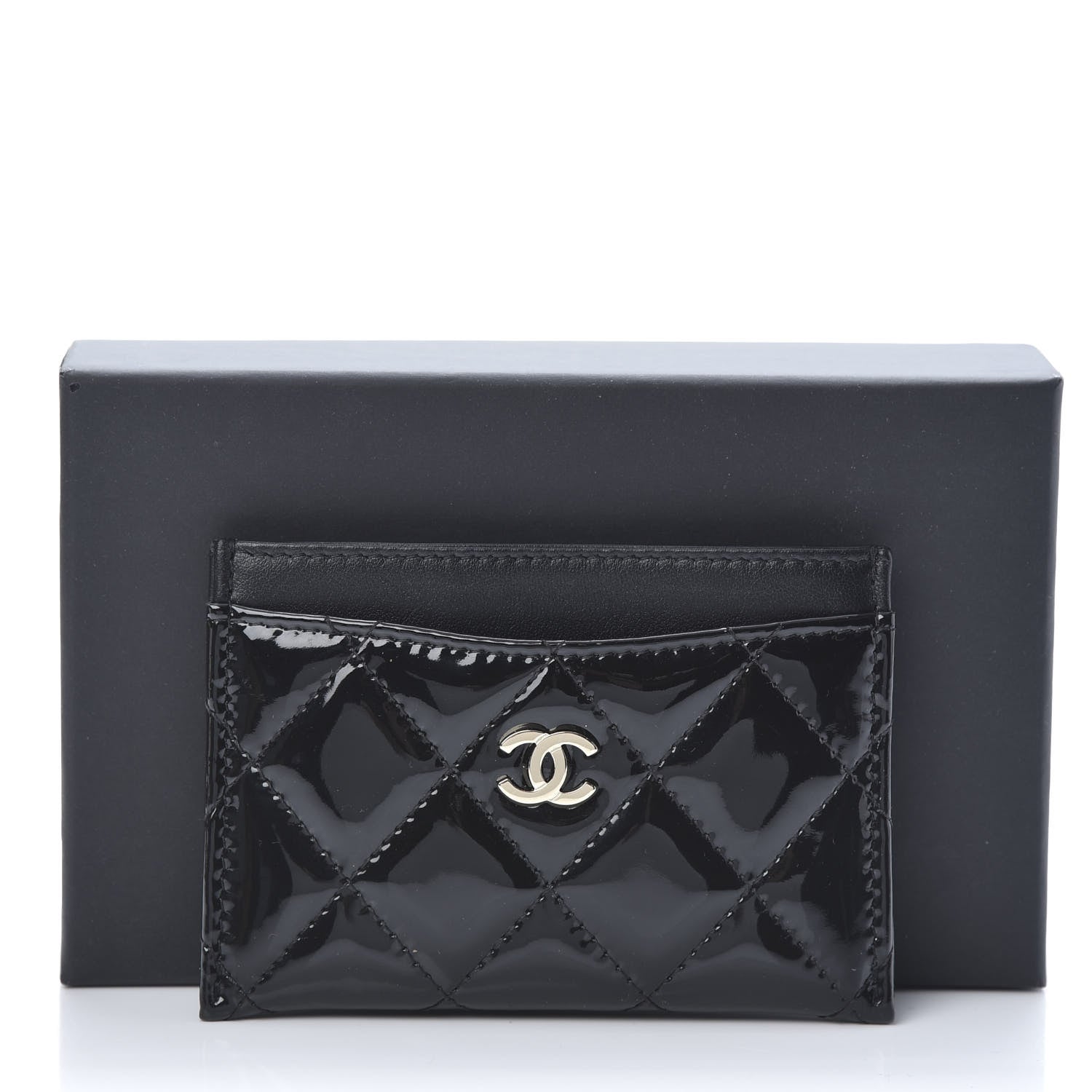 Chanel Patent Calfskin Quilted Card Holder Black 9 of 9