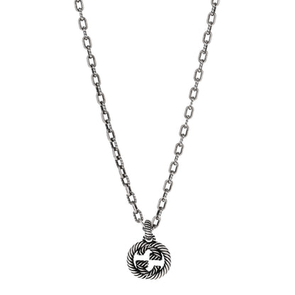 Gucci Sterling Silver Textured Interlocking G Pendant Necklace 1 of 6