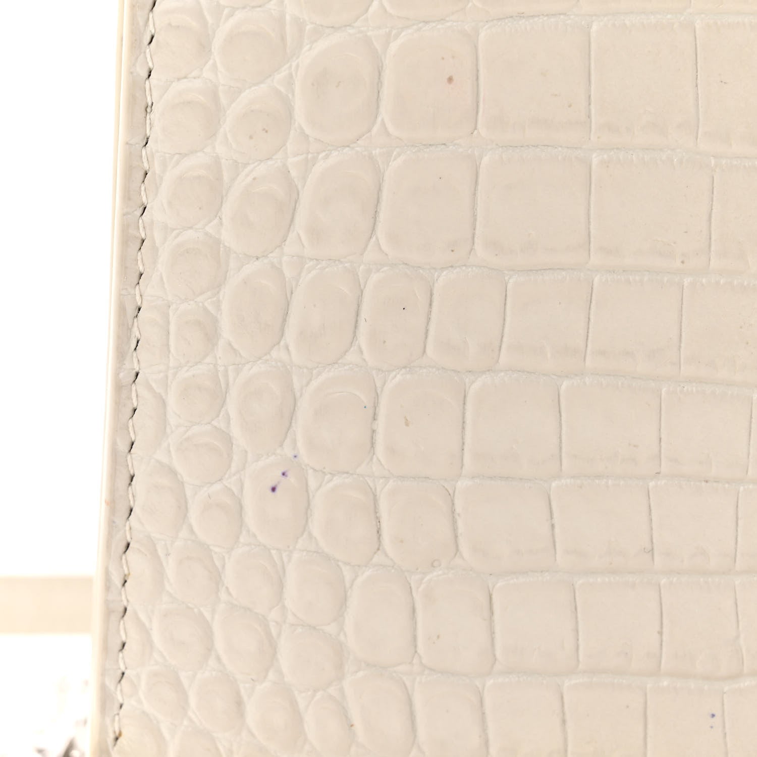 Saint Laurent Calfskin Crocodile Embossed Kate Monogram Tassel Chain Wallet Crema Soft 13 of 14