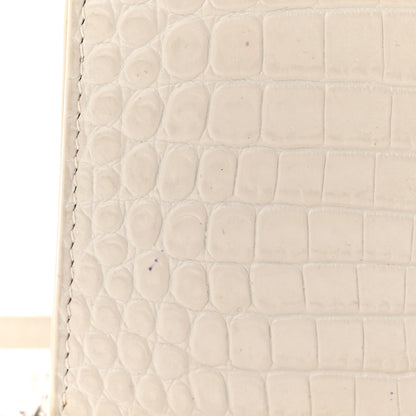 Saint Laurent Calfskin Crocodile Embossed Kate Monogram Tassel Chain Wallet Crema Soft 13 of 14
