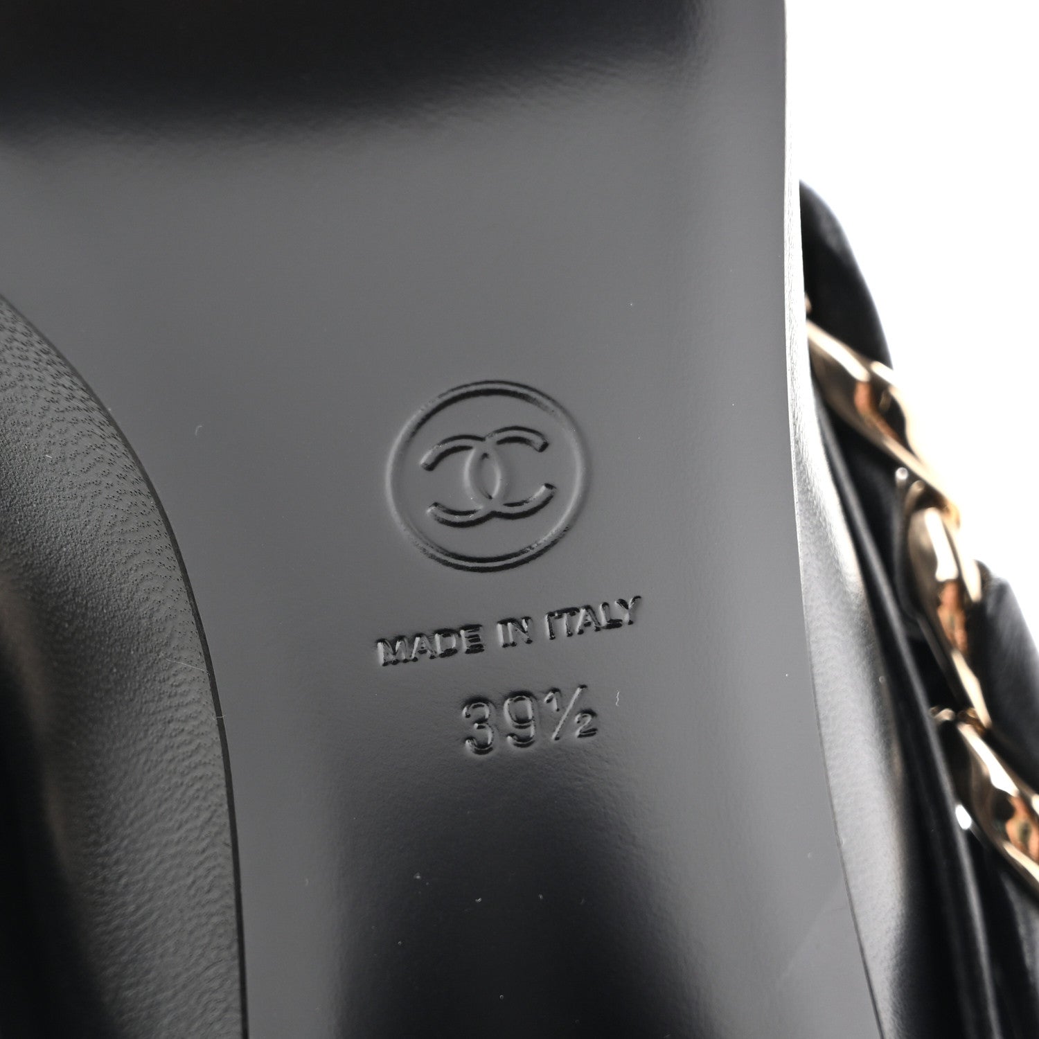 Chanel Lambskin Grosgrain Cap Toe Chain High Boots  39.5 Black 7 of 9