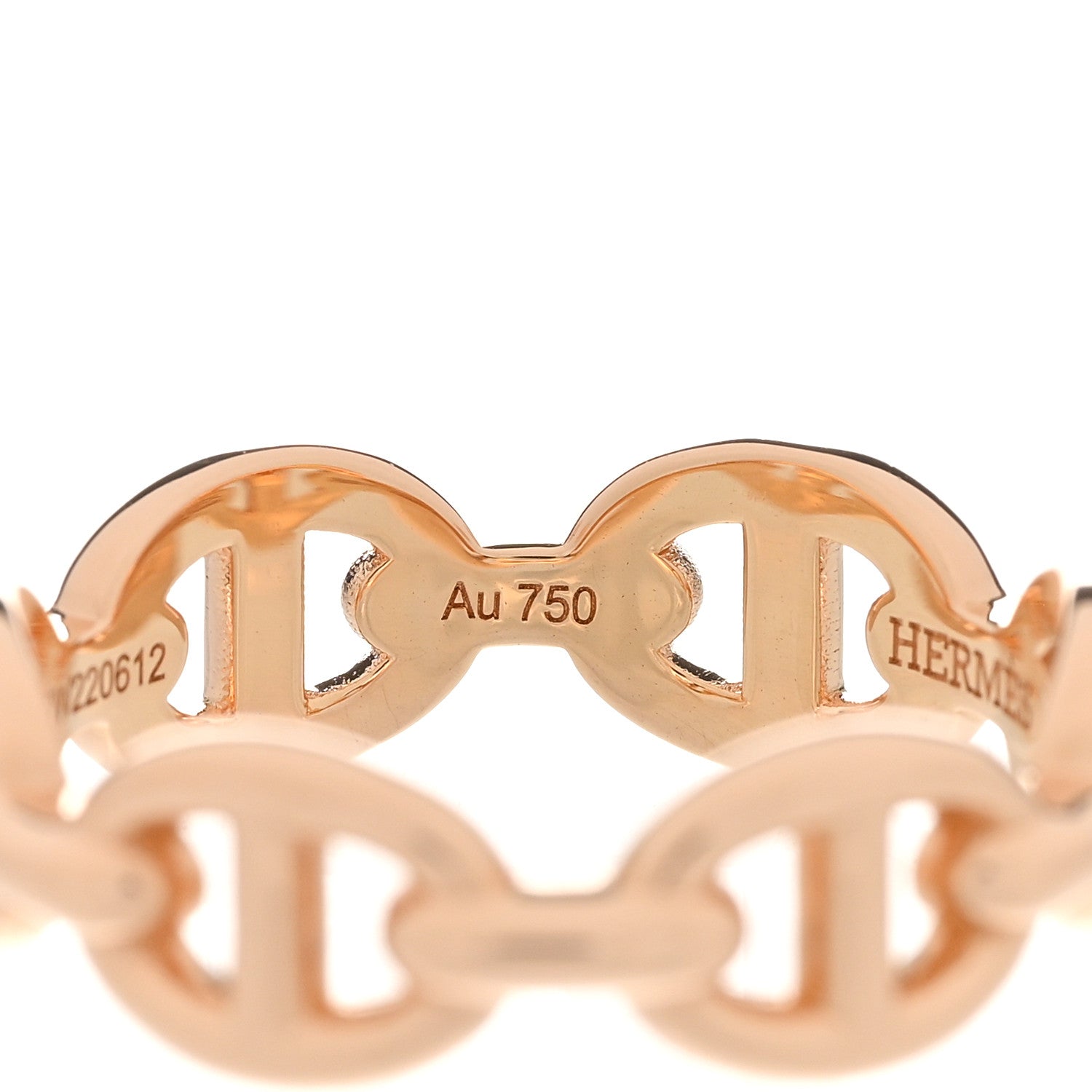 Hermes 18K Rose Gold PM Chaine d'Ancre Enchainee Ring 50 5.25 5 of 9