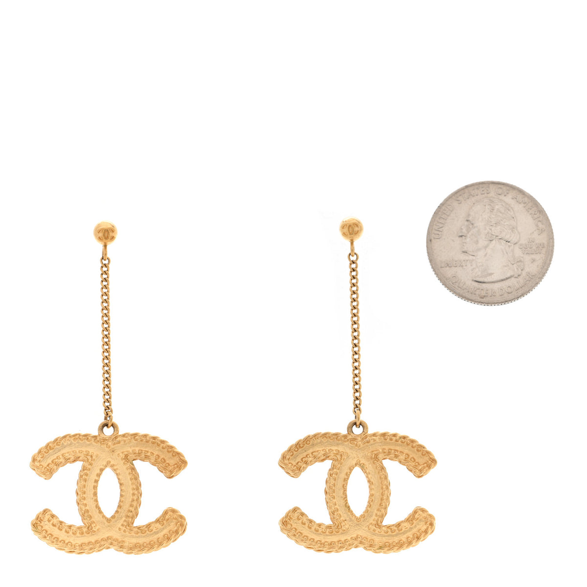 CC Drop Earrings Matte Gold