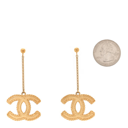 Chanel CC Drop Earrings Matte Gold 2 of 5