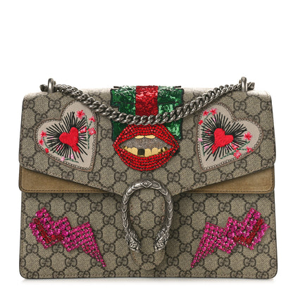 Gucci GG Supreme Monogram Embroidered Medium Dionysus Shoulder Bag Taupe 1 of 11