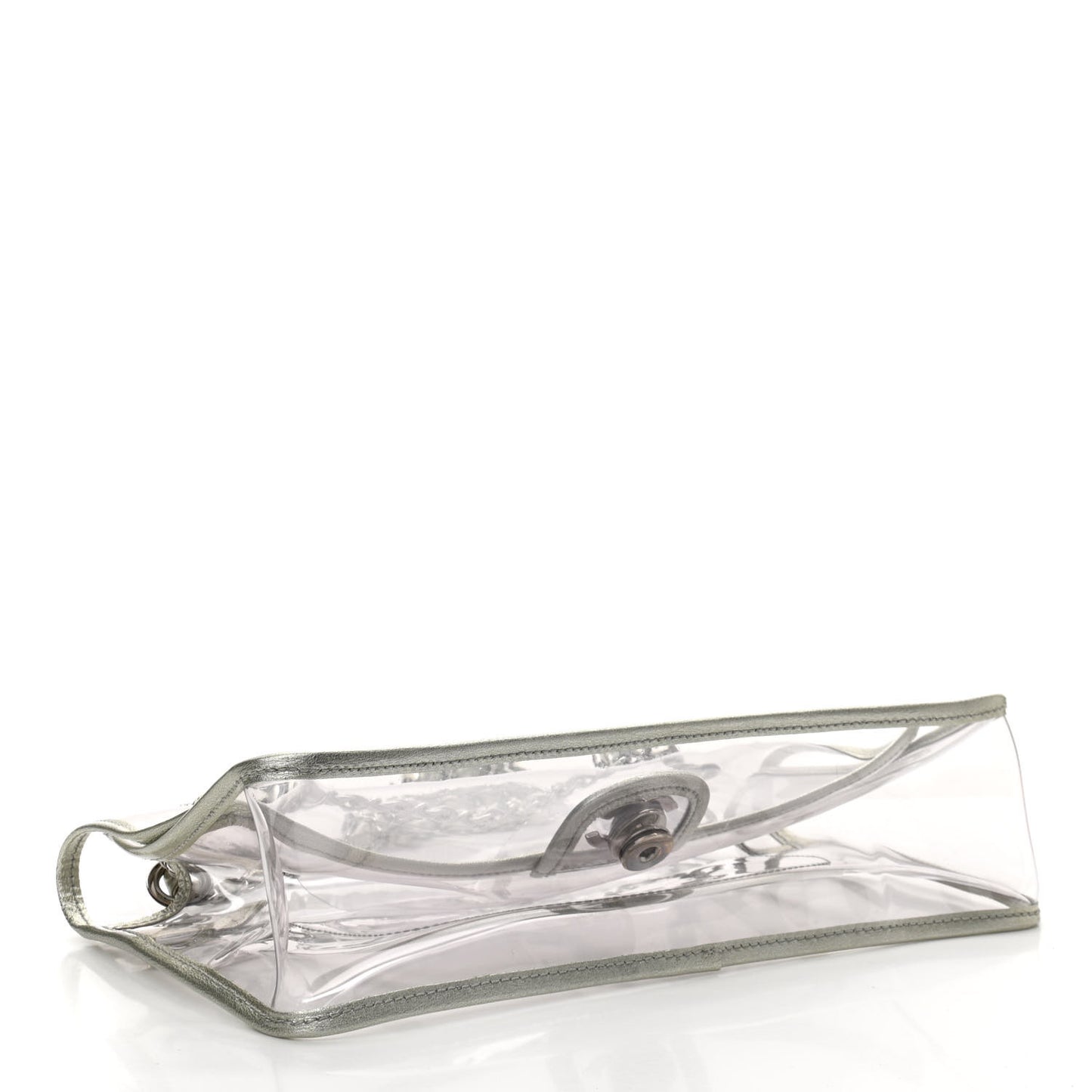 Metallic Lambskin PVC Medium Naked Flap Transparent Silver