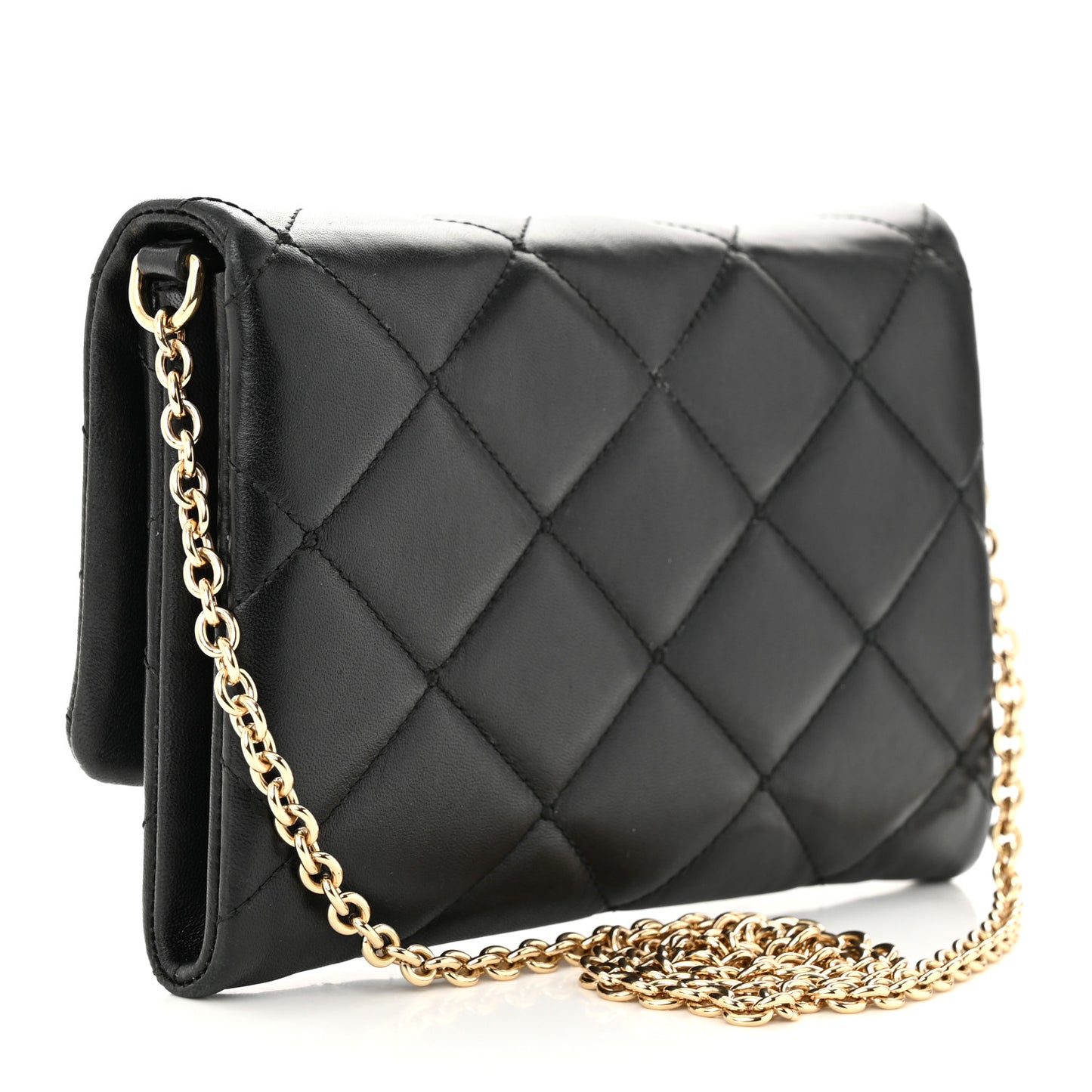 Lambskin Quilted Chain Shoulder Bag Black