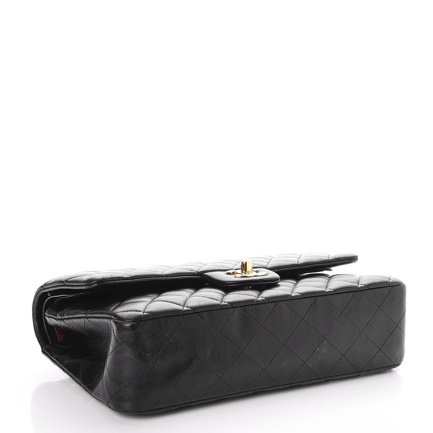Lambskin Quilted Medium Double Flap Black
