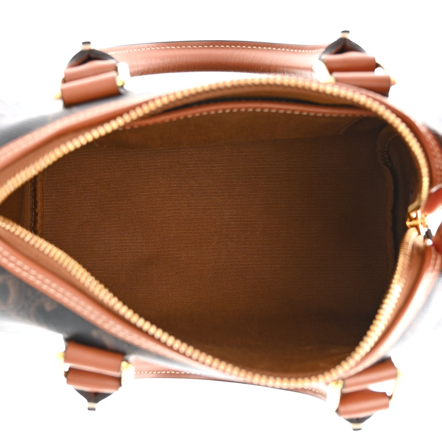 Celine Triomphe Canvas Calfskin Small Boston Bag Tan 5 of 11