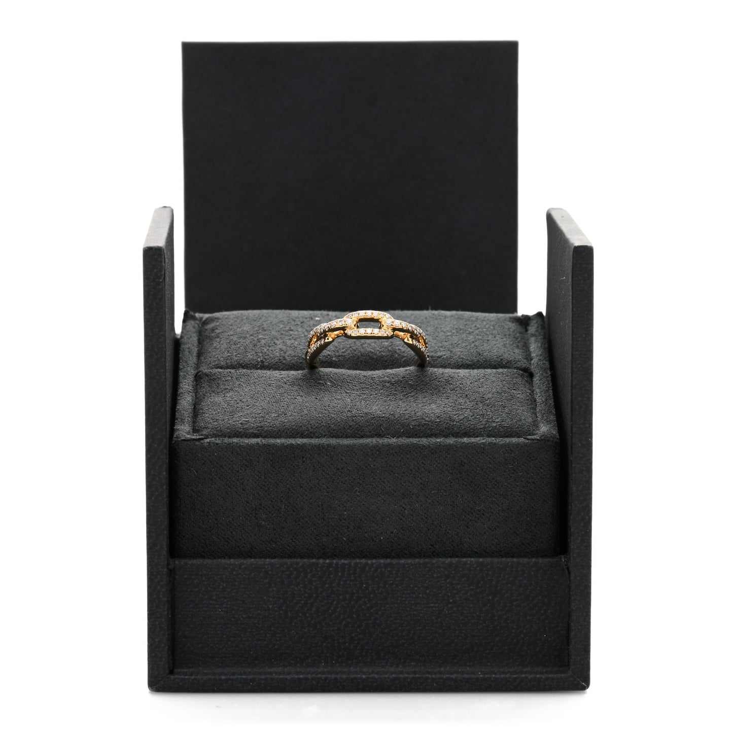 18K Yellow Gold Diamond 4.5mm Stax Single Row Chain Link Ring 49 5