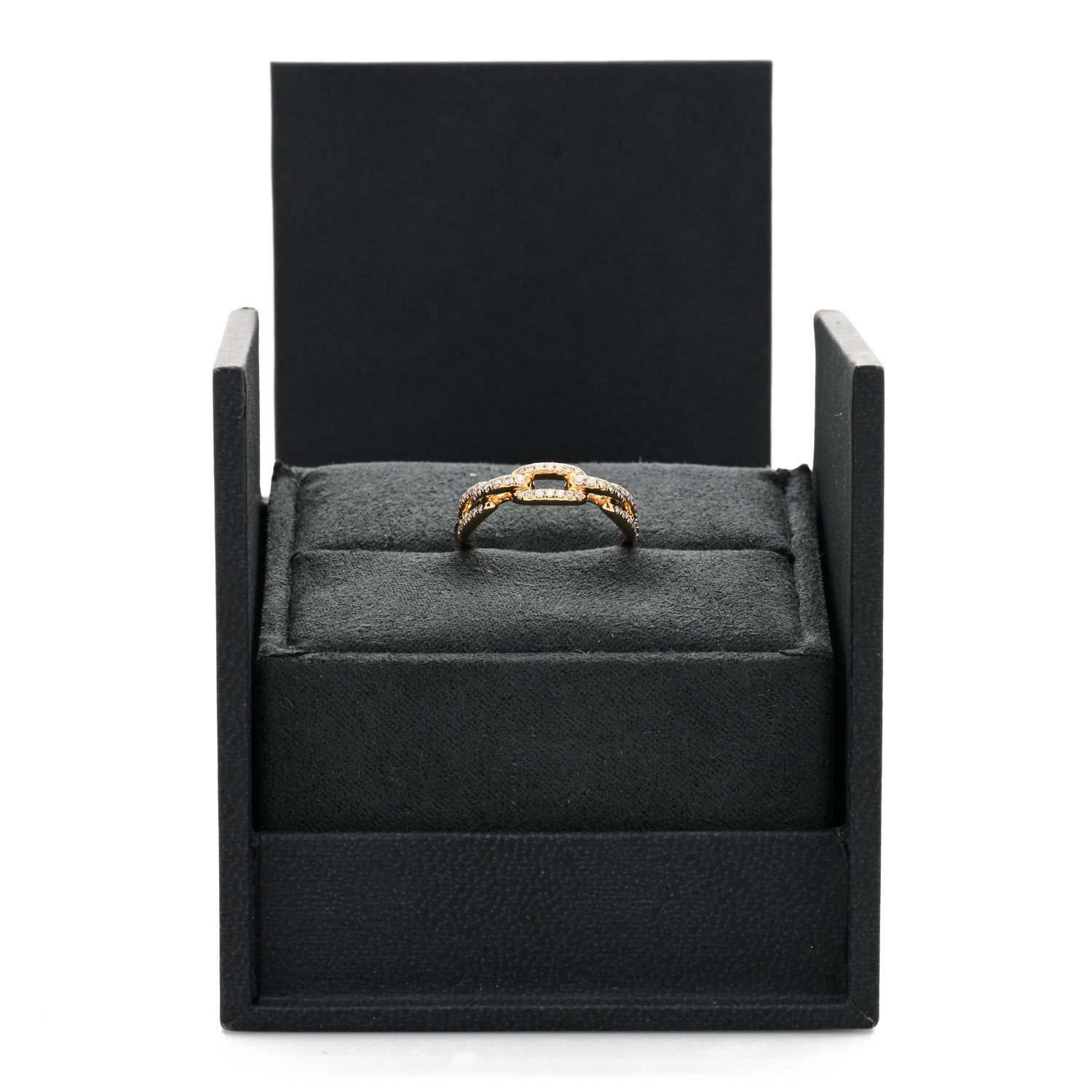 David Yurman 18K Yellow Gold Diamond 4.5mm Stax Single Row Chain Link Ring 49 5 5 of 5