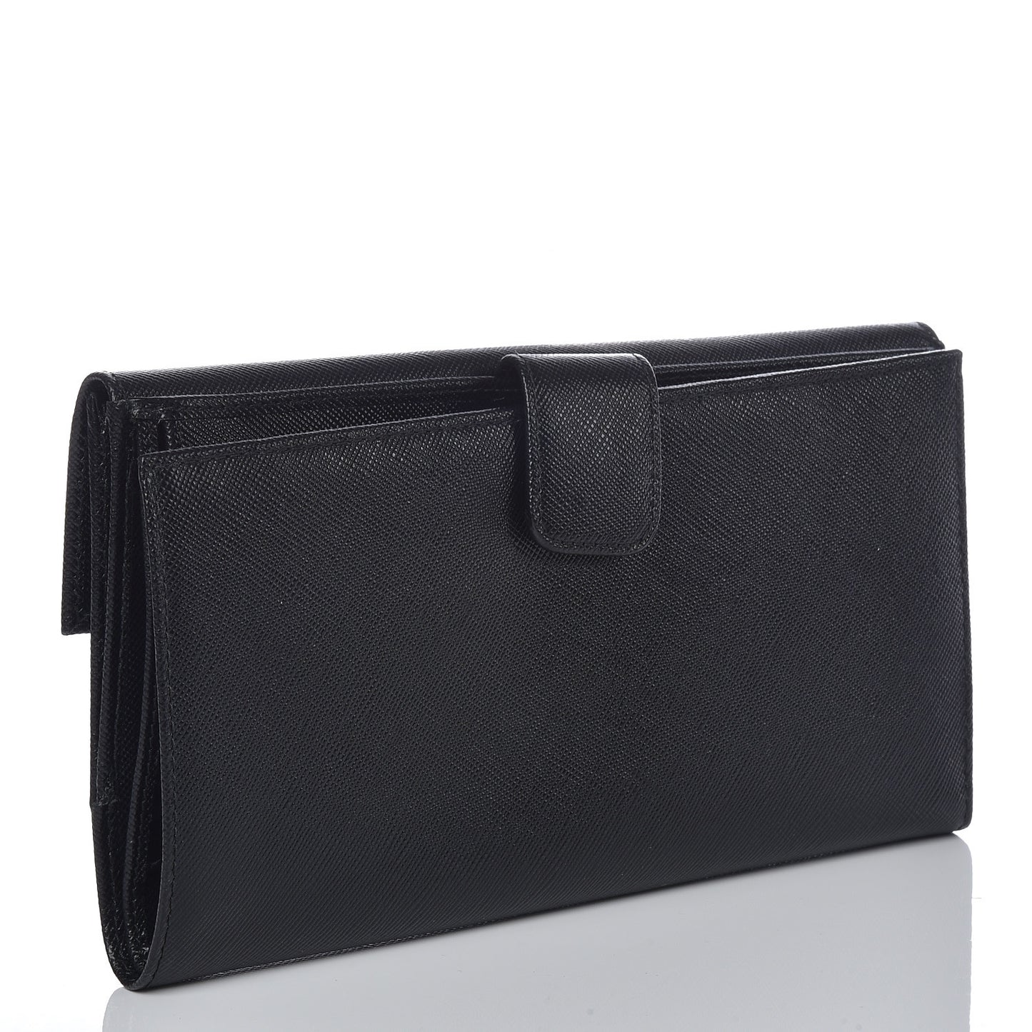 Saffiano Continental Flap Wallet Black