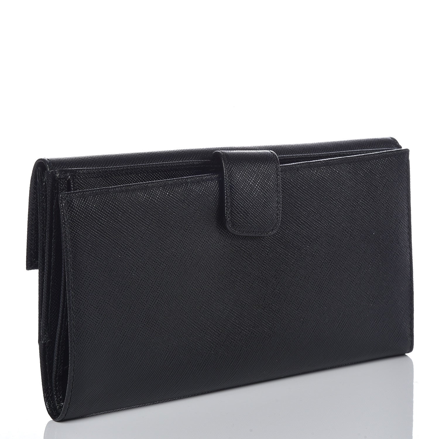 Prada Saffiano Continental Flap Wallet Black 3 of 9