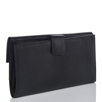 Prada Saffiano Continental Flap Wallet Black 3 of 9