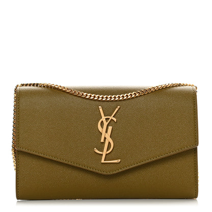 Saint Laurent Grain De Poudre Monogram Uptown Chain Wallet Olive 3 of 10