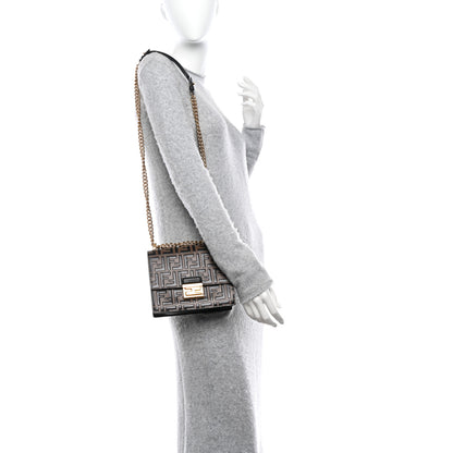 Fendi Vitello Liberty Bi-Color FF 1974 Embossed Small Kan U Shoulder Bag Maya Black 2 of 11