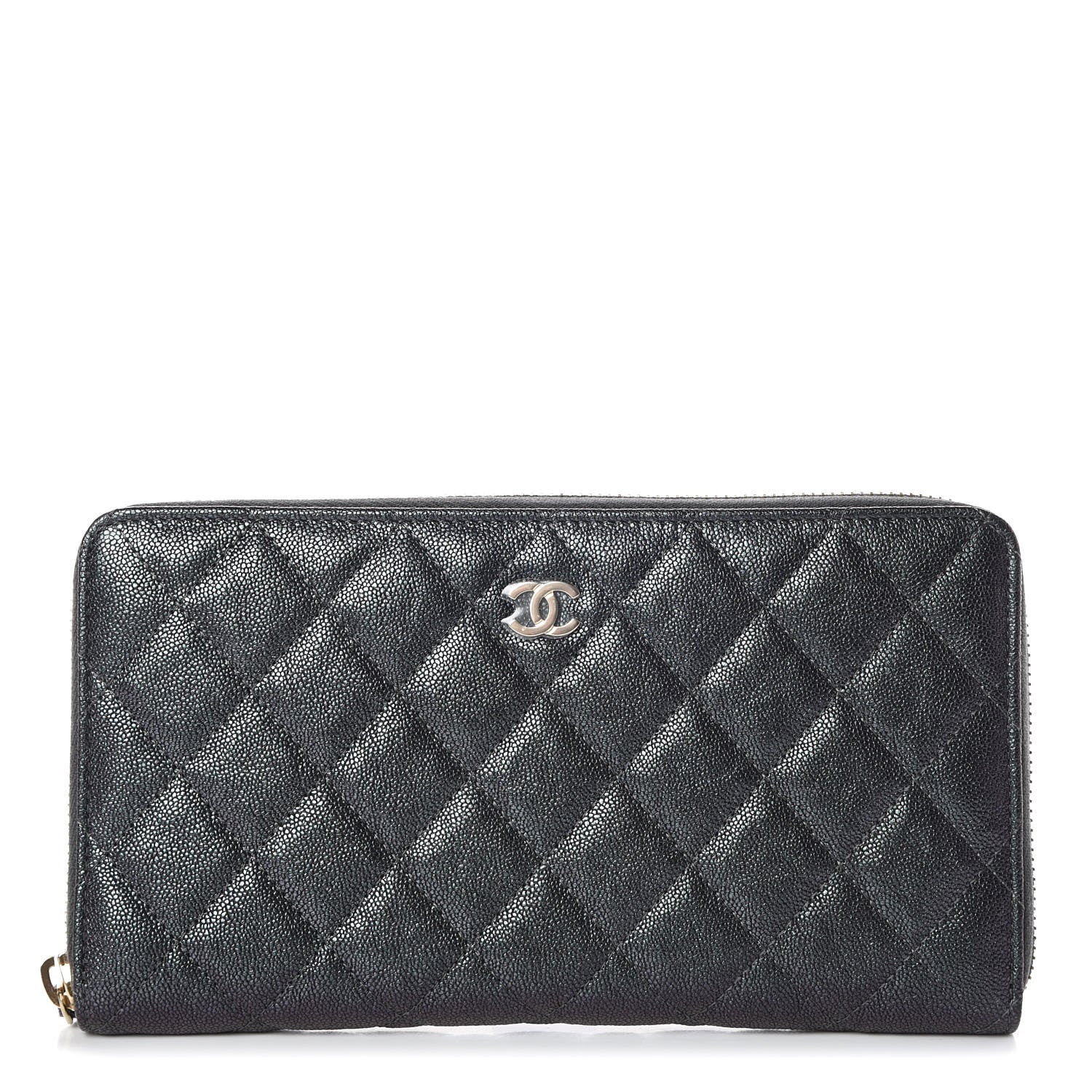 Chanel Iridescent Caviar Quilted Large Zip Around Organizer Wallet Black 1 of 9