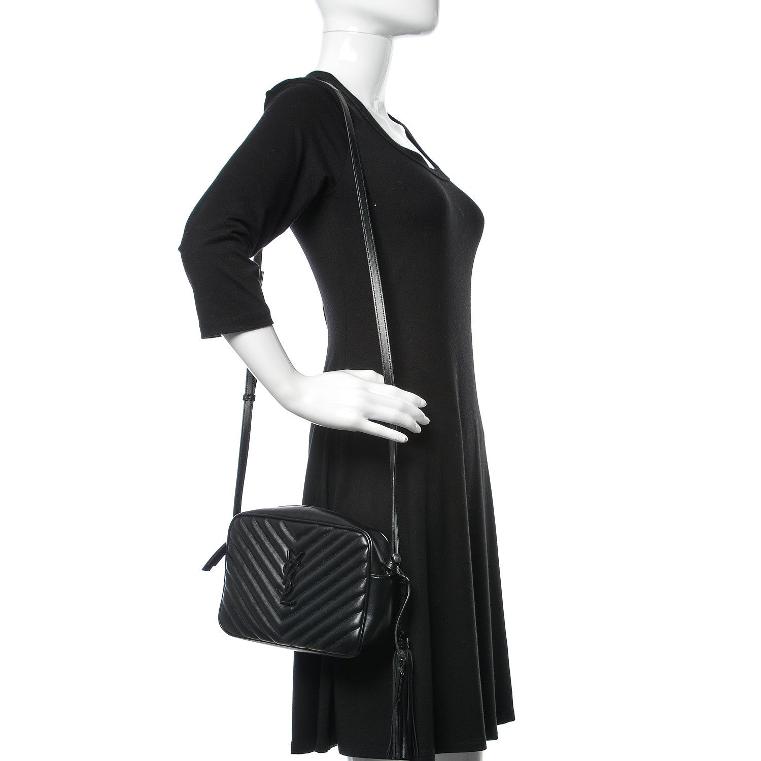 Saint Laurent Calfskin Matelasse Monogram Lou Camera Bag Black 2 of 8