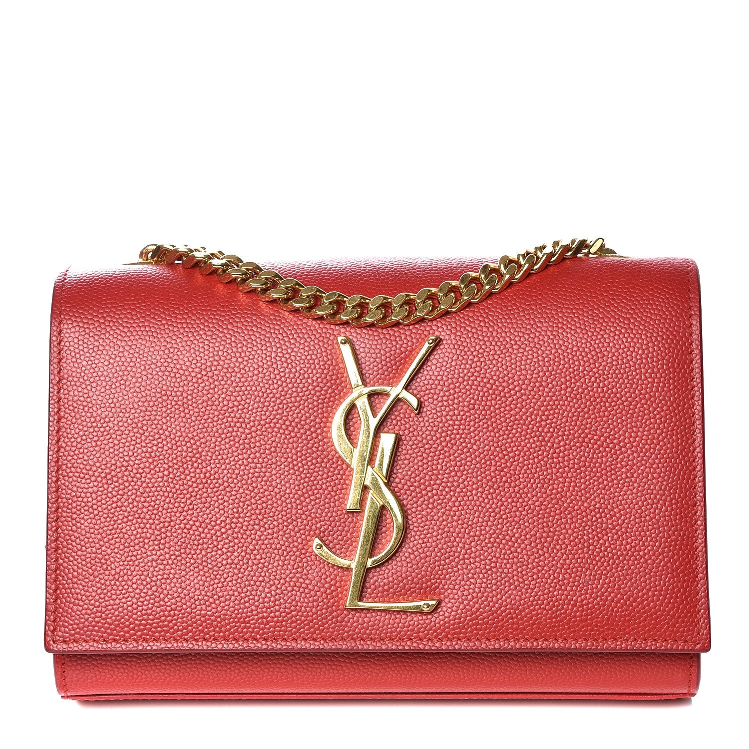 Saint Laurent Grain De Poudre Small Monogram Kate Satchel Red 1 of 9