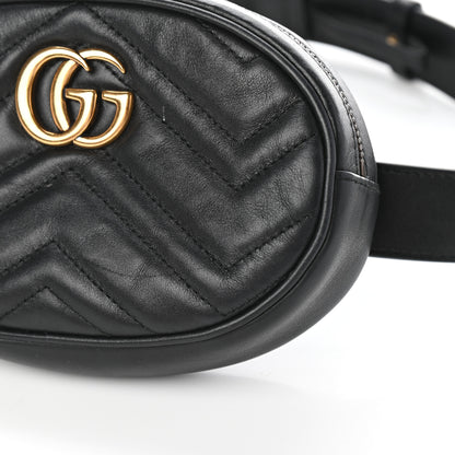 Gucci Calfskin Matelasse GG Marmont Belt Bag 75 30 Black 9 of 9