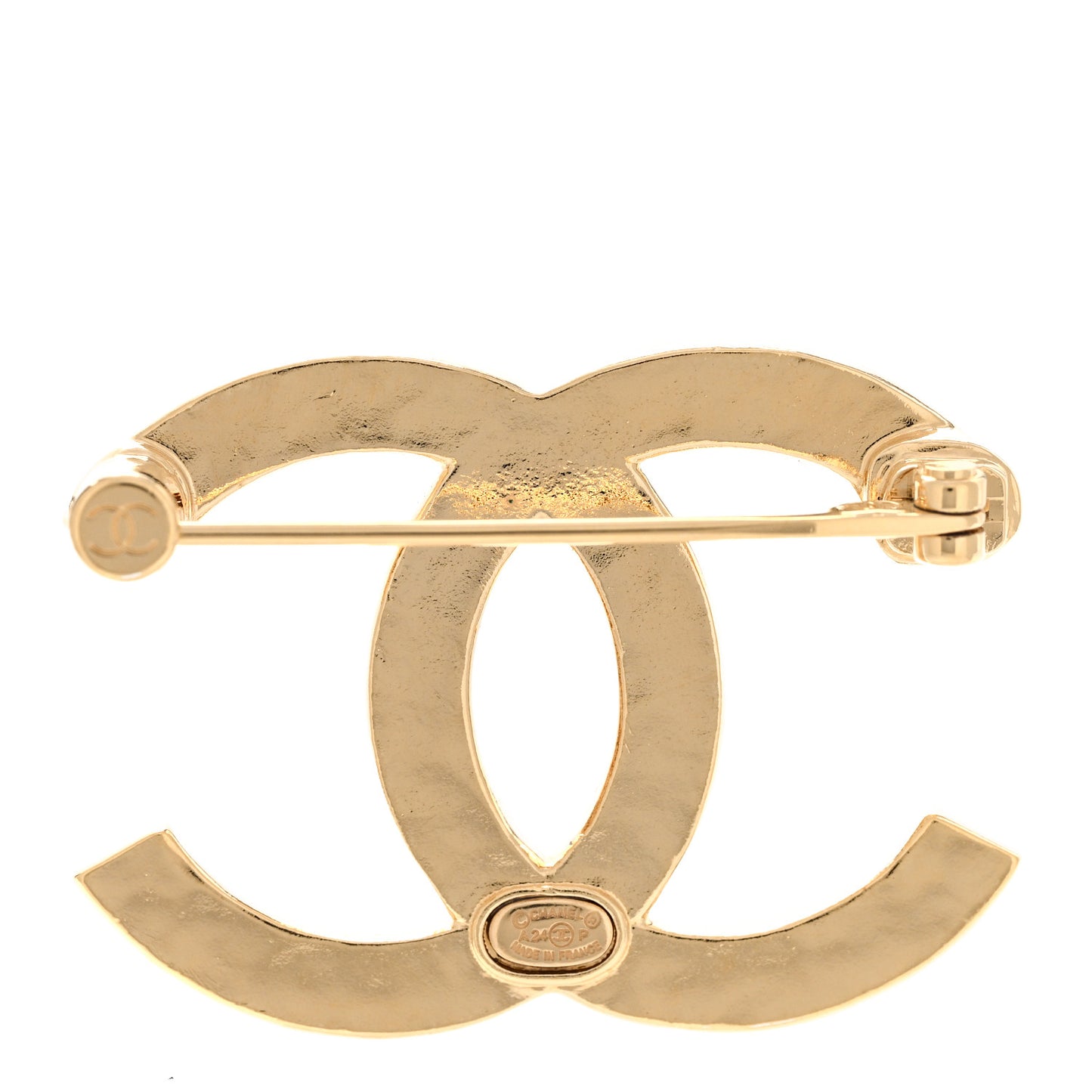 Metal Crystal CC Brooch Light Gold
