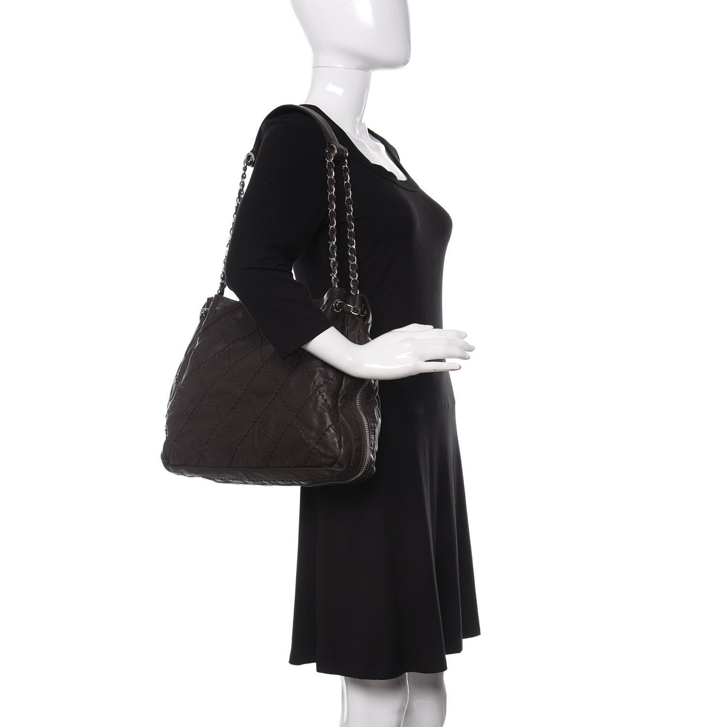 Chanel Calfskin Expandable Tote Dark Brown 2 of 12