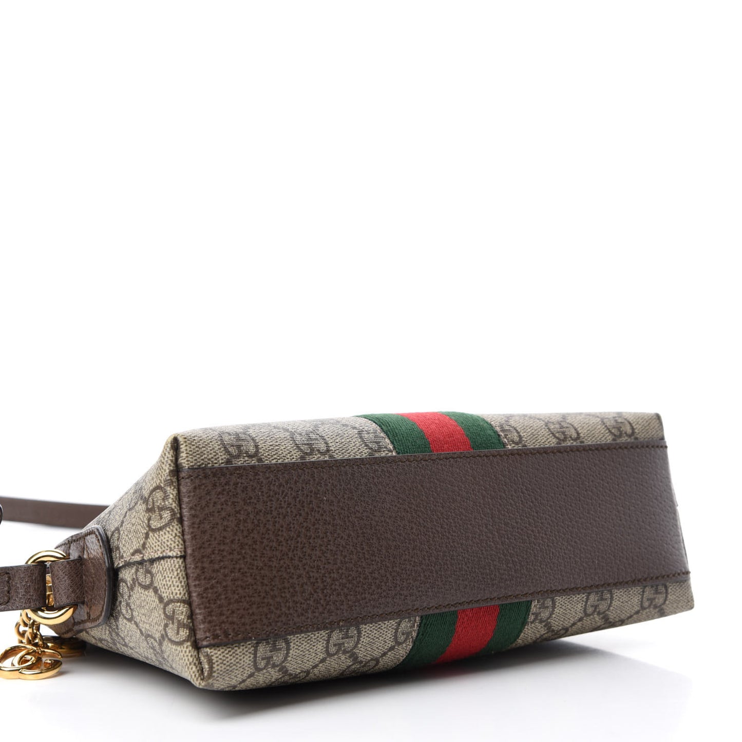GG Supreme Monogram Textured Dollar Calfskin Web Small Ophidia Dome Shoulder Bag Beige Ebony New Acero