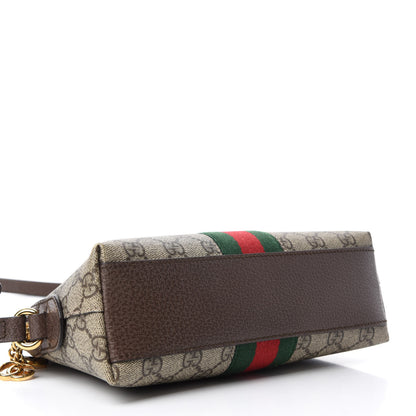 Gucci GG Supreme Monogram Textured Dollar Calfskin Web Small Ophidia Dome Shoulder Bag Beige Ebony New Acero 4 of 10
