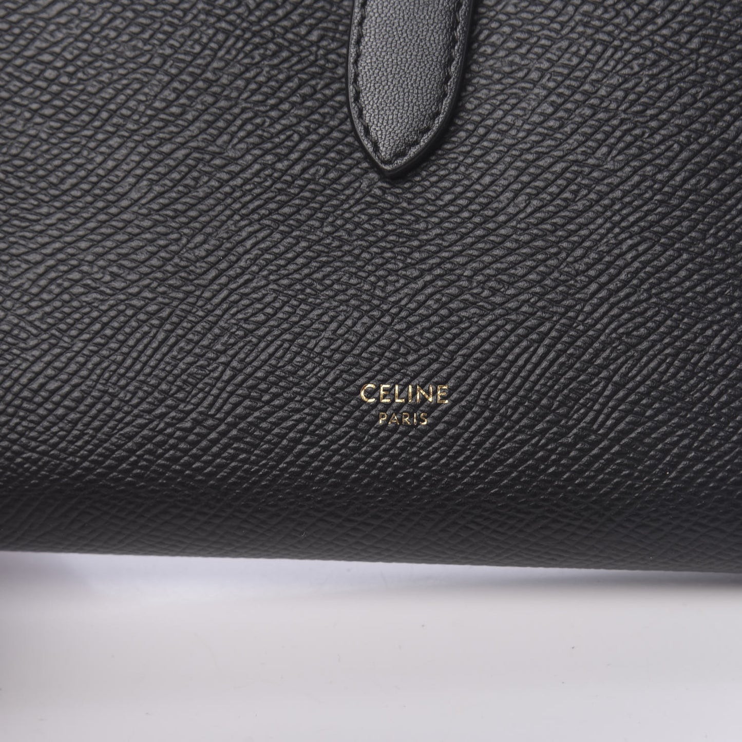 Grained Calfskin Large Multifunction Strap Wallet Black