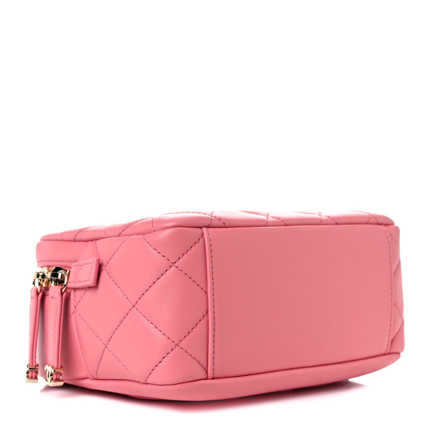 Lambskin Quilted Studded Quilted Vanity Case With Chain Rose
