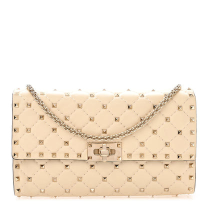 Valentino Garavani Nappa Rockstud Spike Wallet on Chain Light Ivory 1 of 9