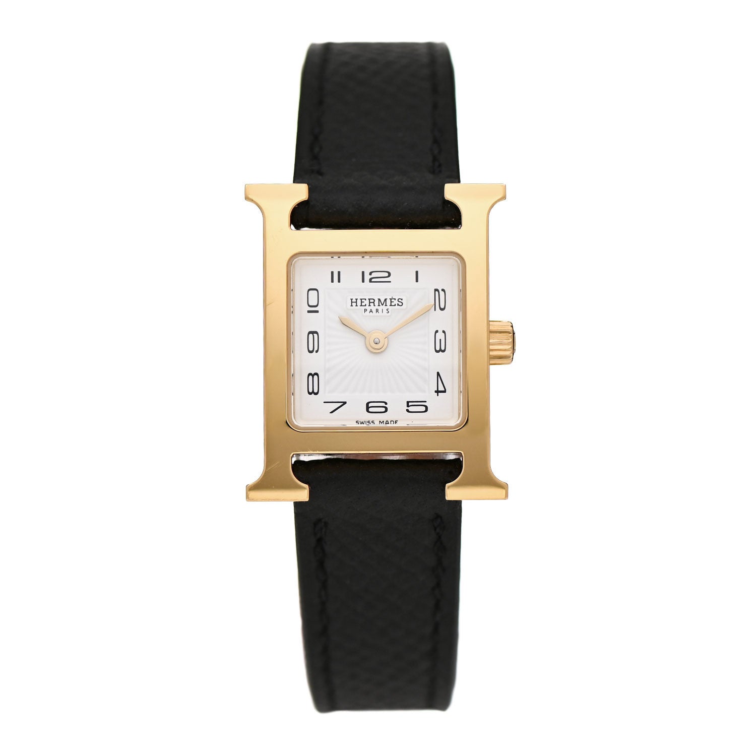 Hermes Stainless Steel Epsom 17.2mm Heure H Hour Quartz Watch Noir 1 of 5