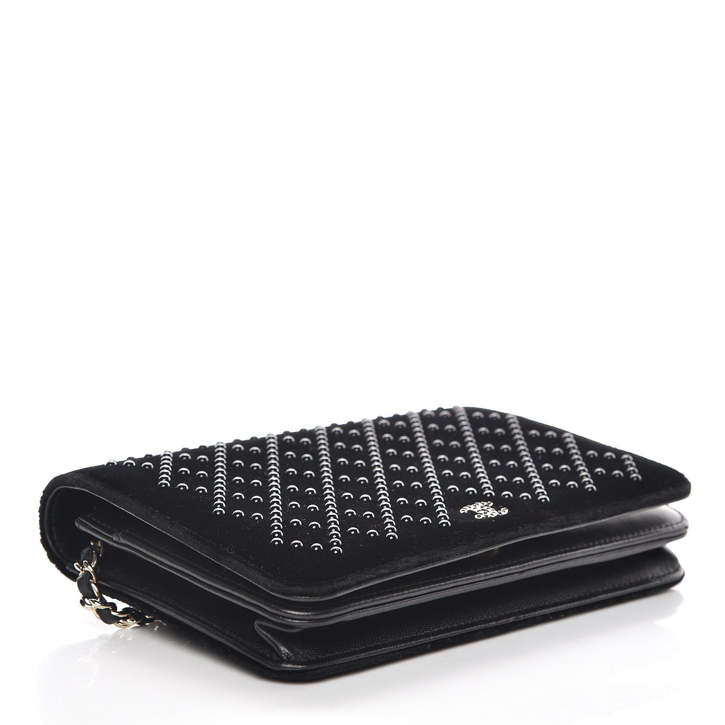 Velvet Studded Wallet On Chain WOC Black