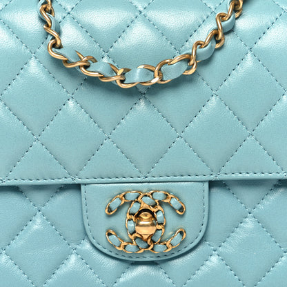 Chanel Lambskin Quilted Small Strass On Top Flap Bag Light Blue 8 of 12