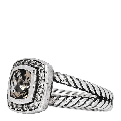 David Yurman Sterling Silver Diamond Smoky Quartz 7mm Petite Albion Ring 52 6 3 of 5