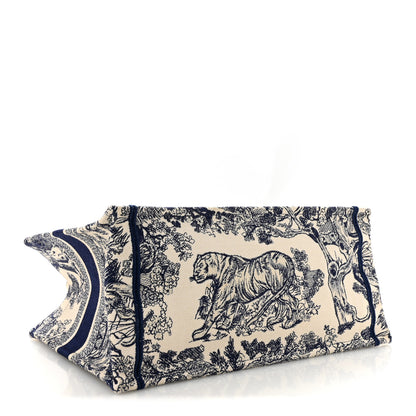 Christian Dior Canvas Embroidered Medium Dioriviera Toile De Jouy Book Tote Blue 3 of 12